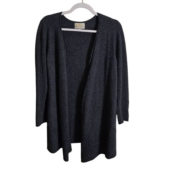 Belle France 100% Cashmere Charcoal Gray Open Front Cardigan Sweater Size M - Picture 2 of 6